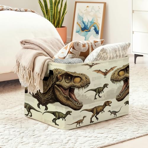 56L Dinosaur Laundry Basket Dirty Clothes Hamper with Handles,Foldable Blanket Storage Large Laundry Hamper with Waterproof,Toy Storage Bin Organizer,Clothes Organizer,Home Decor Gift - color: Dinosaur