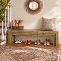 Tribesigns 71'' Extra Long Shoe Storage Bench,Mid-Century Modern Entryway Bench,Indoor Wooden End of Bed Bench for Hallway,Bedroom,Living Room - color: Light Brown