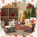 4 Pack Christmas Storage Bin Collapsible Large Christmas Storage Baskets for Gifts Xmas Tree Canvas Laundry Basket Foldable Box with Handle for Office Home Bedroom Clothes Toys Holiday Decor - style: Retro
