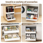 Dayacoco Pull Out Cabinet Organizer, Expandable Width (11.4"-19.4") and Depth (16.7"-21") With 3 Rails, Heavy Duty Slide out Drawers for Kitchen Base Cabinet Organization, No Drill, White