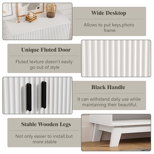 Shoe Cabinet Storage for Entryway, 5 Tier Fluted Shoe Storage Cabinet with Wooden Legs, Narrow Hidden Shoe Organizer with Adjustable Shelves, Freestanding Shoe Rack for Entryway, Hallway, White - color: White, size: 5 Tier