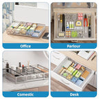 Marbrasse Expandable Desk Drawer Organizer, Mesh Tray with 10 Adjustable Compartments, Desk Organizers for Office Supplies, Makeup & Vanity (Expandable-Silver) - color: Expandable-Silver