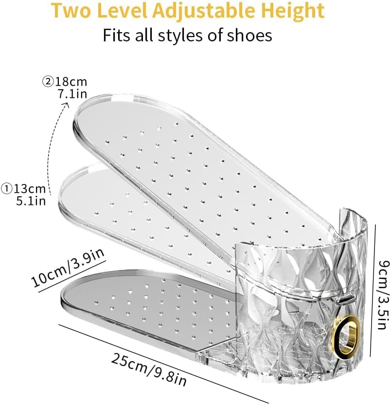Shoe Slots Organizer, 15 Pack - Adjustable Shoe Stacker for Closet Storage, Clear Double Layer Space Saver, Durable and Stackable Shoe Holder for Sneakers Heels and Flat - color: Clear, size: 15