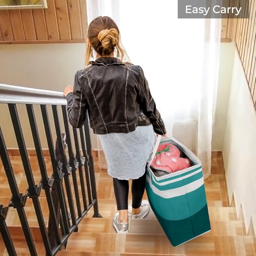 HomeHacks 2-Pack Large Laundry Basket, Waterproof, Freestanding Laundry Hamper, Collapsible Tall Clothes Hamper with Extended Handles for Clothes Toys in the Dorm and Family (Green, 88L) - color: Green, size: 88L