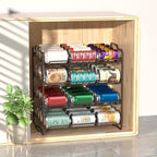 4 Tiers Stackable Can Rack Organizer, Wear-resistant Upgrade Beverage Food Can Dispenser Holder Holds up to 48 Cans for Kitchen Cabinet and Pantry (Brown) - color: brown
