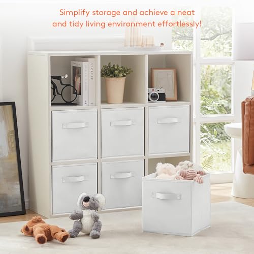 Lifewit Storage Cubes, Foldable Decorative Fabric Storage Baskets for Organizing Home Organizers with Handles for Shelves, Closet, 11 Inch Bins, 18L White, 6 Packs - color: White, size: 6pcs-11INCH
