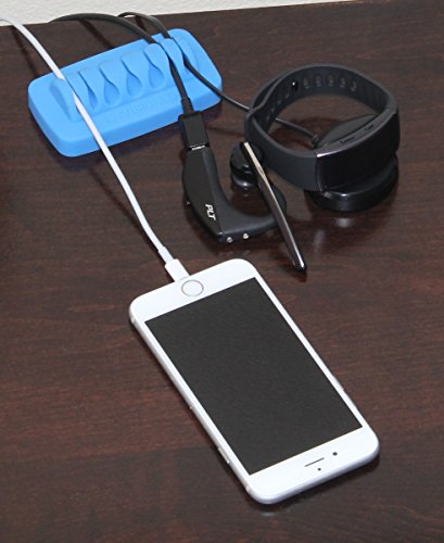 Heaviest Cable Organizer on The Market! Compact and Weighted Desktop Cord Holder and Cable Organizer, Eco-Friendly Silicone, No Bad Smell, Bundled with 4 Reusable Cable Ties! (Blue) - color: Blue, Standard