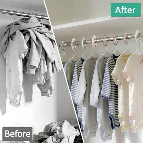 8 Pcs Baby Closet Dividers for Clothes, Round Baby Clothes Organizer, Baby Closet Organizer with Clear Size Labels, Fits Most Rods