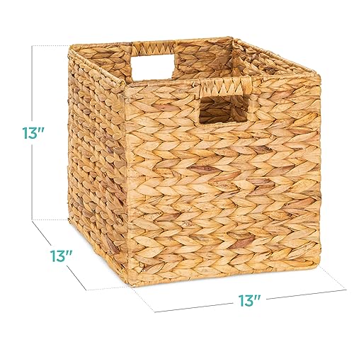 Best Choice Products 13x13in Pack of 5 Cube Storage Baskets, Water Hyacinth Multipurpose Collapsible Organizers, Handwoven Laundry Totes for Laundry, Living Room, Kids Room & Nursery - Natural - color: Natural, size: 13x13in