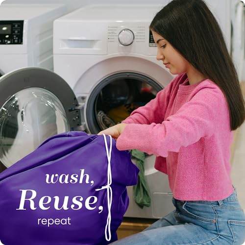 Nylon Laundry Bag - Locking Drawstring Closure and Machine Washable. These Bags will Fit a Laundry Basket or Hamper and Strong Enough to Carry up to Three Loads of Clothes. (Purple) - color: Purple, size: 22" x 32"