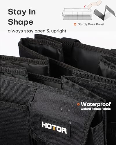 HOTOR Trunk Organizer for Car - Car Organizer, Foldable Trunk organizer for SUVs & Sedans, Sturdy Organization for Car Accessories, Tools, Sundries, Black, 3 Compartments, 31.9"×12.6"×10.6" - color: Black, size: X-Large (3 Compartments)