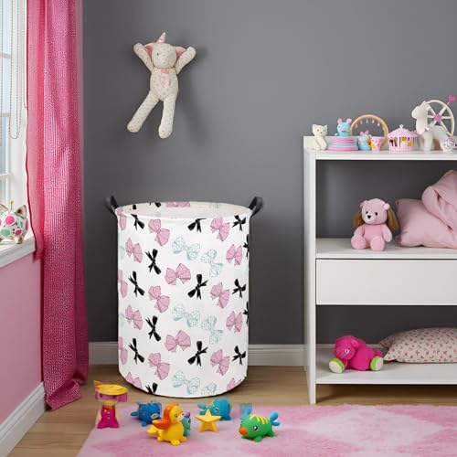 Butterfly Baby Laundry Basket Baby Hamper for Nursery Girl Kids Butterfly Hamper Cute Kids Toys Storage Bin Organizer Butterfly Room Decor for Home(Bowknot) - color: Bowknot