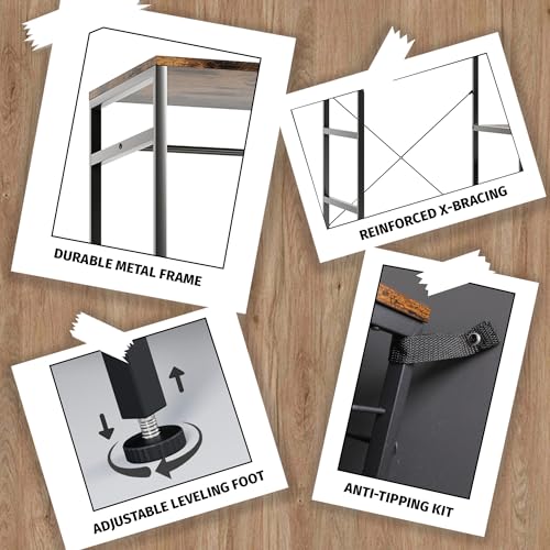 Heavy Duty Garment Rack with Fabric Drawers and LED Light, Freestanding Portable Closet Wardrobe Systems with Shelves for Bedroom, Entryway, Apartment - color: Chestnut