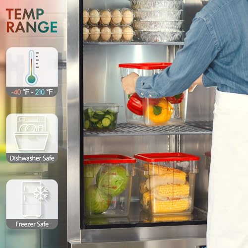 CURTA 8-Pack 4 Qt NSF Clear Polycarbonate Food Storage Containers with Green Lids - Square, Commercial-Grade, Freezer & Dishwasher Safe, Stackable - color: 4.0 Qt 8-Pack(Green Lids)