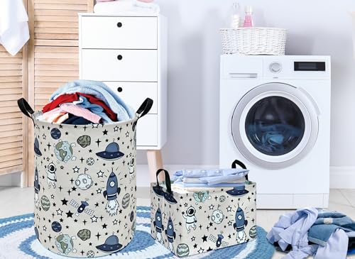 Rec Spaceman Print Box Hamper Storage Basket Collapsible Organizer Bin Gift Shelf Baskets for Home and Kitchen Storage - color: Space