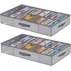 Onlyeasy Sturdy Under Bed Shoe Storage Organizers with Handles & Clear Window (16 to 32 Pairs) 2 Pack, Closet Shoes Containers Boxes for Kids & Adults, 37.7"x23.6"x5.9", Linen-like Grey, MXDUBS16P2 - color: 2 Shoes (16+16 Cells) Linen-like Grey
