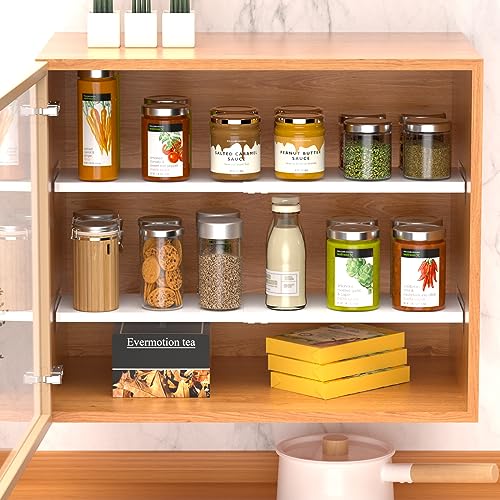 Closet Shelf Organizer Expandable Cabinet Tension Shelf Divider Heavy Duty Metal DIY Shelf Separator for Wardrobe Cupboard Cabinet Pantry Kitchen Bathroom,White,2packs - size: 7.9"D x 16.9"-31.5"W-2PCS