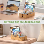 Pezin & Hulin Cell Phone Charging Station for Multi Devices, All in One Desktop Charger Organizer, with Power USB Charge Adapter and 6 Cables, Use As Power Strip Hidden Box -Natural Bamboo Color - color: Natural