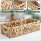 dreamkey Set of 2 Water Hyacinth Toilet Paper Storage Baskets, Wicker Bathroom Organizer for Toilet Tank Top, Small Hand-Woven Decorative Nesting Baskets with Handles - style: Rustic