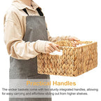 ELONG HOME Wicker Storage Basket, 3 Pack Hand-Knitted Wicker Baskets, Water Hyacinth Storage Baskets with Built-in Handles - color: Hyacinth 3