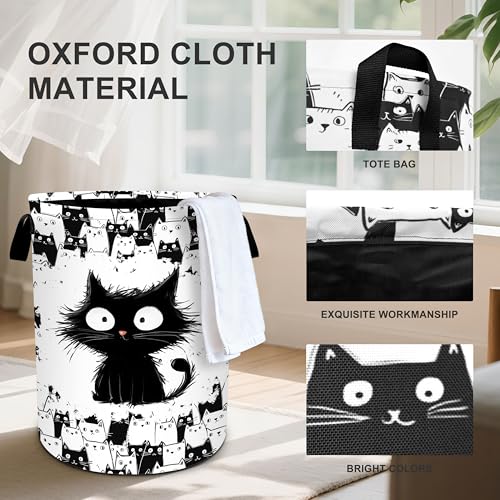 Cat Laundry Basket Storage Bin Foldable Laundry Hamper Clothes Storage Bucket Organizer 19.6x15.7 Inch For Laundry Room/Bedroom/Bathroom - color: Cat