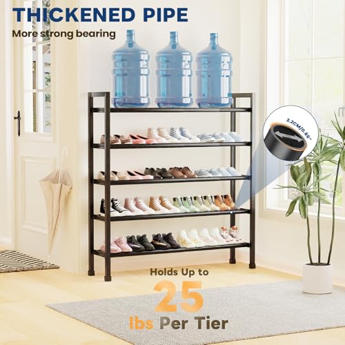 Mavivegue 5-Tier 19"-43.3" Adjustable Shoe Rack for Closet,Expandable Shoe Rack, Hall Entryway,Front Door,Garage, Sturdy Steel Space-Saving Rack, Black - color: Black, size: 5 Tier