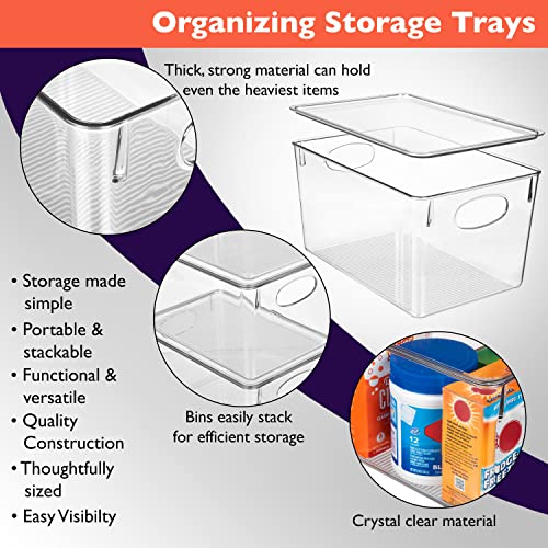 CLEARSPACE Plastic Storage Bins With lids – Perfect Kitchen Fridge Organizer, Pantry Organization, Cabinet Organizers (4 Pack) - size: 11"L x 7.5"W x 6"H