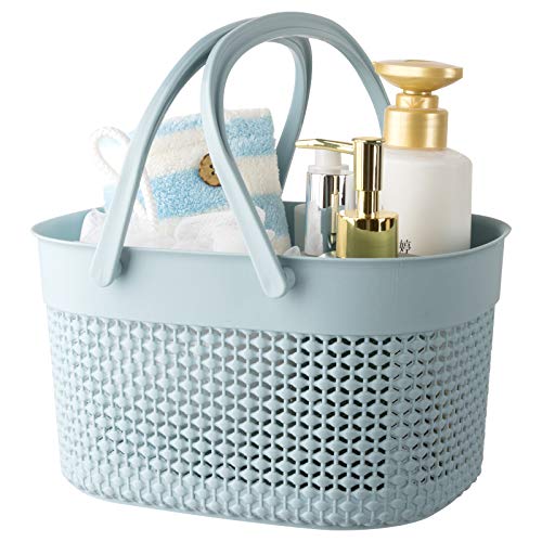 rejomiik Portable Shower Caddy Basket, Plastic Organizer Storage Tote with Handles Toiletry Bag Bin Box for Bathroom, College Dorm Room Essentials, Kitchen, Camp, Gym, Blue - color: Blue, size: 1 pack