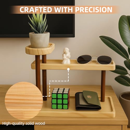 Bathroom Countertop Organizer,Vanity Organizer and Storage for Cosmetic Skincare Perfume, Ideal Storage Solution for Perfumes, Cosmetics, Spices, Handmade Toys, Office Supplies. - color: wooden color