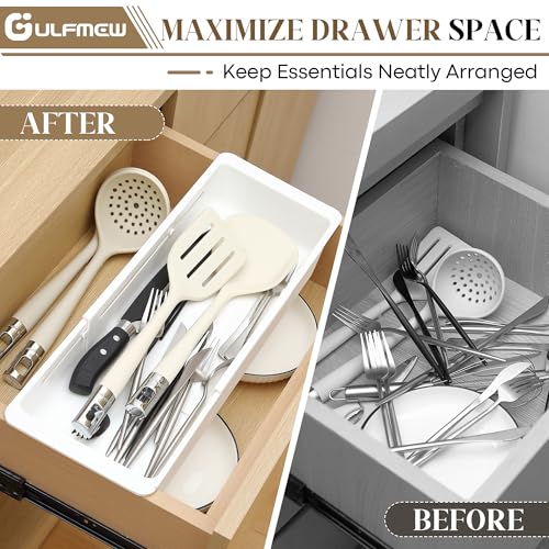 2 Pack Deep Drawer Organizer Bins, Sliding Drawer Organizer Bin Expandable and Adjustable Tray for Kitchen Utensils, BBQ Tools, Towels, Durable Plastic Sliding for Easy Storage(17.4-27.6") - size: 17.4-27.6"