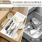 2 Pack Deep Drawer Organizer Bins, Sliding Drawer Organizer Bin Expandable and Adjustable Tray for Kitchen Utensils, BBQ Tools, Towels, Durable Plastic Sliding for Easy Storage(17.4-27.6") - size: 17.4-27.6"
