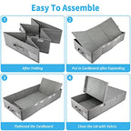 2 Pack 48L Under Bed Storage Containers, 6 Inches Tall Foldable Underbed Clothes Storage with Lids&3 Handles, 31.5 x 15.7 x 6 inches Low Profile Stackable Bins Box for Bedroom Blankets Clothes Shoes