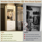 Besiost Closet System Set of 4, 8FT Closet Systems with 12 Wood Drawers, 96" Closet Organizer System with 4 Hanging Rods & 4 Shelves, Heavy Duty 96 Inch Walk-in Closet, White (96"L x 15" W x 80" H) - color: White, size: 8FT