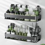 ONXE Shower Caddy Suction Cup,2 Pack Suction Shower Organizer,No Drilling Rustproof Shelves for Bathroom,Kitchen,Home Decor,Heavy Duty Bathroom Organizer with Large Capacity (15.7 inch-No bar) - size: 15.7 inch-No bar