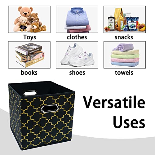 Black Foldable Storage Cubes Bins , Fabric Storage Box Cubes Organizer Baskets with Dual Handles for Home Organizer Black Gold - color: Black Gold, size: 1 Pack