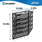 Gawerk Hanging Wall File Organizer with 5 Hooks - Wall Mounted Mail Paper Document Folder Holder, Sturdy Mesh Magazine Rack for Office Home (5 Tier) - size: 5 Tier