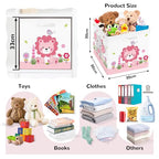 Clastyle Jungle Animal Kids Storage Cube Organizer Set Tree Closet Clothes Cube Storage Bin Nursery Toddler Toy Box Chest Boys Girls Book Shelf Basket,Pink,11.8x11.8x11.8 in - color: Pink