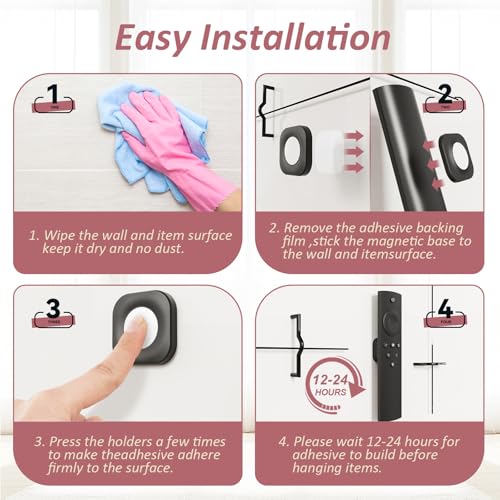 Magnetic Remote Control Holder Wall Mount Self-Adhesive, 6 Pack Upgraded Silicone Remote Organizer Storage Wall Holder for Home Office TV, Fan and Air Conditioner Remote Control 3 Colors - color: 2 Black, 2 White, 2 Gray, size: Square