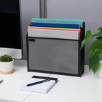 Mind Reader Vertical File Storage, Desktop Organizer, Workspace, Office, Metal Mesh, 12.5"L x 3.75"W x 11.5"H, Black - size: Single