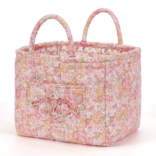Floral Fabric Storage Basket Car Interior Storage Basket Underwear Sundries Laundry Baskets Supplies Home Organizer Bag (style 8) - color: style 8