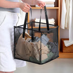 6 Pack Popup Laundry Hamper Collapsible Mesh Laundry Baskets with Handles, Portable Dirty Clothes Baskets Single Layer Foldable Clothes Hamper for Washing Storage, Dorm and Travel Use (Black,13 Inch)
