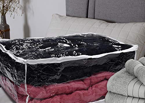 Handy Laundry Comforter Storage Bag – Large 90L Clear Zippered Organizer for Blankets, Bedding, Clothes & Pillows, Durable Plastic Storage for Closet, Moving, Under Bed – Dust & Moisture Protection - color: Clear 1-Pack