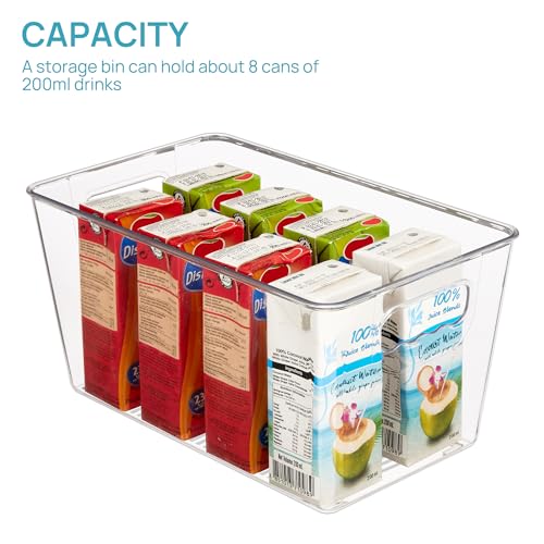 Vtopmart 6 Pack Clear Storage Bins, Pantry Cabinet Organizer Bins with Handle for Pantry Organizer and Storage, Plastic Bins for Fridge, Cabinet, Kitchen, Countertops, Cupboard, Freezer, Medium - size: M(10”L x 6”W x 5”H)
