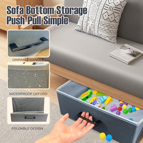 Under Couch Storage, 2 Pack Under Bed Containers, Foldable Under Sofa Storage keeps things out, Under Couch Storage Box for Toys, Blocks, Puzzles, Plush Dolls, Books (23.62 * 15.75 * 5.51in) - size: 23.62*15.75*5.51in