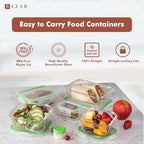 Razab 35 Pc Set Glass Food Storage Containers with Lids - Meal Prep Airtight Bento Boxes BPA-Free 100% Leak Proof (15 lids,15 glass & 5 Plastic Sauce/Dip Containers) - color: Green