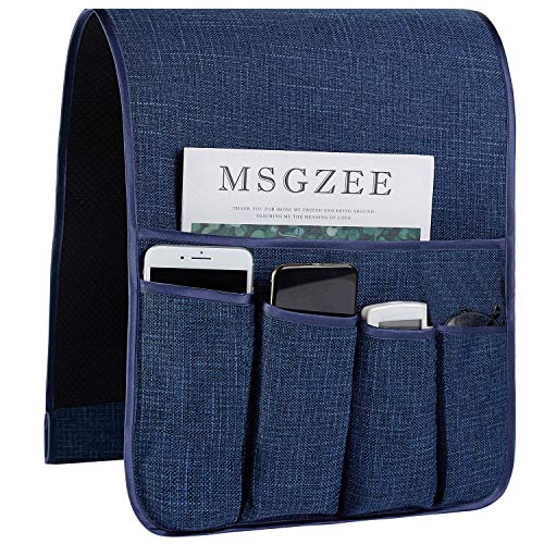 FLYILY Sofa Armrest Organizer Non-Slip Arm Chair Hanging Caddy Remote Control Holder for Magazine, Phone, Books, Glasses(Navy,13in) - color: Navy, size: 35"x13"