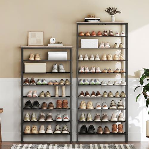 YATINEY 10 Tier Shoe Rack, Large Capacity Shoe Storage Organizer Holds 40 Pairs, Sturdy and Stable, for Entryway, Hallway, Closet, Dorm Room, Greige and Black SS10BG - color: Greige + Black, size: 27.8" x 10.8" x 65.7"