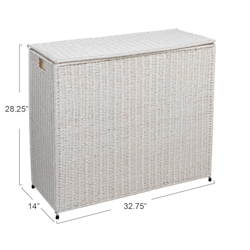 Household Essentials 3 Compartment Laundry Sorter, Wicker Laundry Sorter - color: White