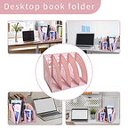 SAYEEC Sturdy Magazine Holder 4 Compartments Plastic Desktop File Organizer File Dividers Office Organizer Storage Document Magaizne Rack Display Box (Pink) - color: Pink-4 Sections