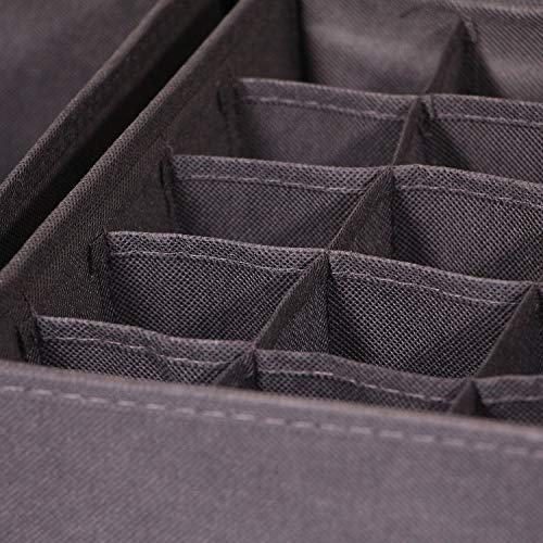 DIOMMELL 4 Pack Foldable Cloth Storage Box Closet Dresser Drawer Organizer Fabric Baskets Bins Containers Divider for Clothes Underwear Socks Lingerie Clothing, Dark Grey 40-0000 - color: Dark Grey